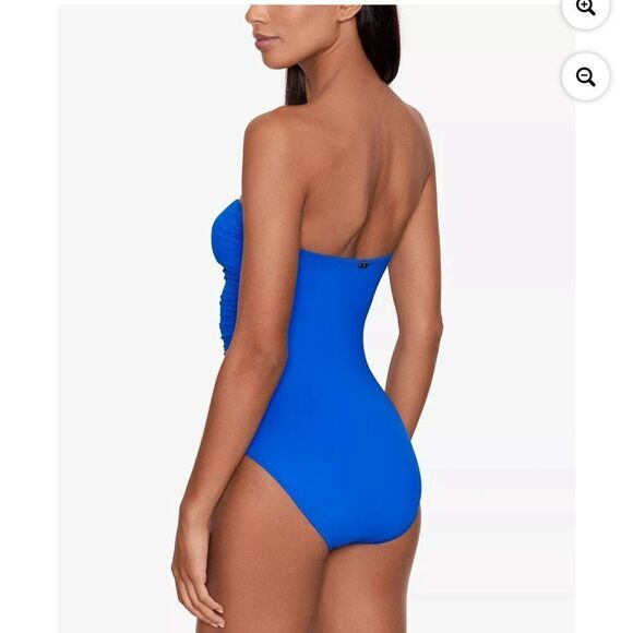 NWT Lauren Ralph Lauren Beach Club Solids Laced Bandeau One-Piece - Picture 5 of 9